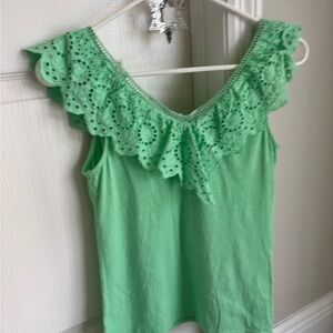 Lilly Pulitzer Mint Eyelet Ruffle Top